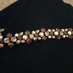 Vintage Regency AB Gold and Brown Crystal Bracelet